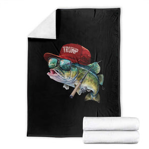 Trump Fishing Throw Blanket American Flag Bass Fish Fisherman TS10 Black Print Your Wear