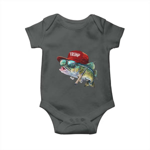Trump Fishing Baby Onesie American Flag Bass Fish Fisherman TS10 Dark Heather Print Your Wear