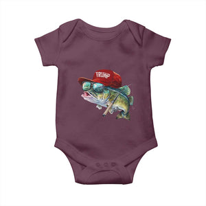 Trump Fishing Baby Onesie American Flag Bass Fish Fisherman TS10 Maroon Print Your Wear