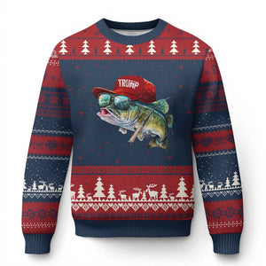Trump Fishing Ugly Christmas Sweater American Flag Bass Fish Fisherman TS10 Navy Red Print Your Wear