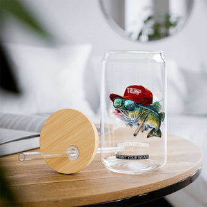 Trump Fishing Glass Can American Flag Bass Fish Fisherman TS10 Print Your Wear