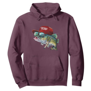 Trump Fishing Hoodie American Flag Bass Fish Fisherman TS10 Maroon Print Your Wear