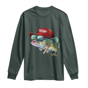 Trump Fishing Long Sleeve Shirt American Flag Bass Fish Fisherman TS10 Dark Forest Green Print Your Wear