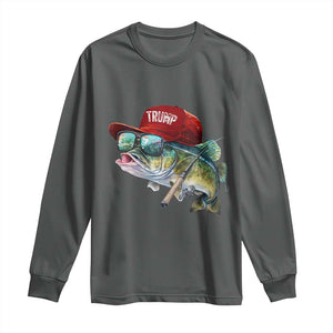 Trump Fishing Long Sleeve Shirt American Flag Bass Fish Fisherman TS10 Dark Heather Print Your Wear