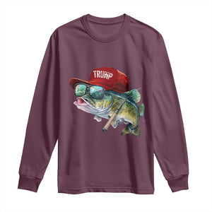 Trump Fishing Long Sleeve Shirt American Flag Bass Fish Fisherman TS10 Maroon Print Your Wear