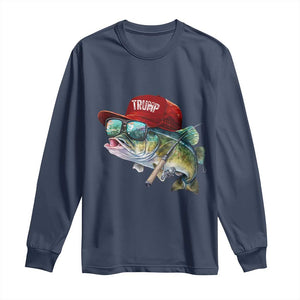 Trump Fishing Long Sleeve Shirt American Flag Bass Fish Fisherman TS10 Navy Print Your Wear