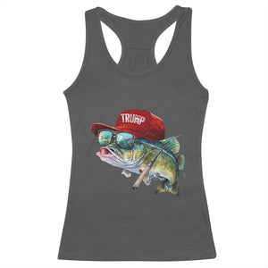 Trump Fishing Racerback Tank Top American Flag Bass Fish Fisherman TS10 Dark Heather Print Your Wear