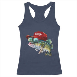 Trump Fishing Racerback Tank Top American Flag Bass Fish Fisherman TS10 Navy Print Your Wear