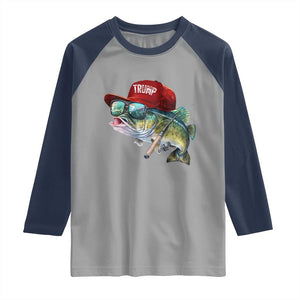 Trump Fishing Raglan Shirt American Flag Bass Fish Fisherman TS10 Sport Gray Navy Print Your Wear