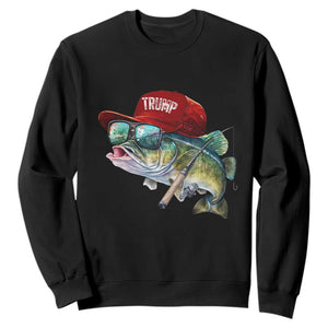 Trump Fishing Sweatshirt American Flag Bass Fish Fisherman TS10 Black Print Your Wear