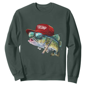 Trump Fishing Sweatshirt American Flag Bass Fish Fisherman TS10 Dark Forest Green Print Your Wear