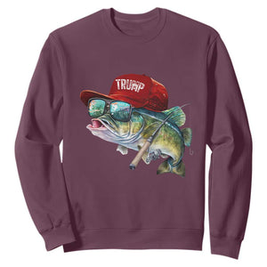Trump Fishing Sweatshirt American Flag Bass Fish Fisherman TS10 Maroon Print Your Wear