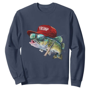 Trump Fishing Sweatshirt American Flag Bass Fish Fisherman TS10 Navy Print Your Wear
