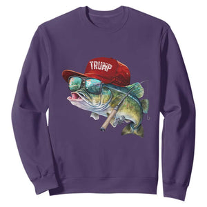 Trump Fishing Sweatshirt American Flag Bass Fish Fisherman TS10 Purple Print Your Wear