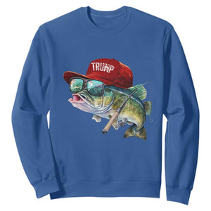 Trump Fishing Sweatshirt American Flag Bass Fish Fisherman TS10 Royal Blue Print Your Wear