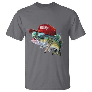Trump Fishing T Shirt American Flag Bass Fish Fisherman TS10 Charcoal Print Your Wear