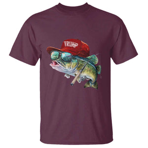 Trump Fishing T Shirt American Flag Bass Fish Fisherman TS10 Maroon Print Your Wear