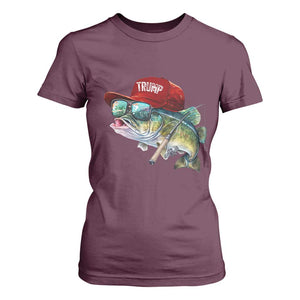 Trump Fishing T Shirt For Women American Flag Bass Fish Fisherman TS10 Maroon Print Your Wear