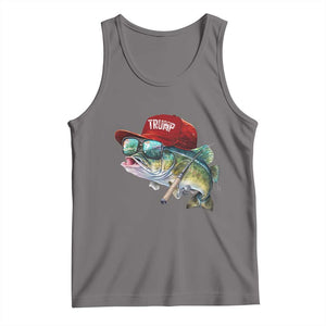 Trump Fishing Tank Top American Flag Bass Fish Fisherman TS10 Deep Heather Print Your Wear