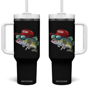 Trump Fishing Tumbler With Handle American Flag Bass Fish Fisherman TS10 One Size: 40 oz Black Print Your Wear