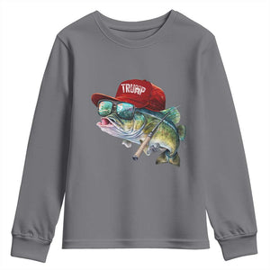 Trump Fishing Youth Sweatshirt American Flag Bass Fish Fisherman TS10 Charcoal Print Your Wear