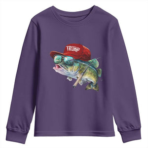 Trump Fishing Youth Sweatshirt American Flag Bass Fish Fisherman TS10 Purple Print Your Wear