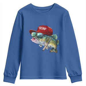 Trump Fishing Youth Sweatshirt American Flag Bass Fish Fisherman TS10 Royal Blue Print Your Wear