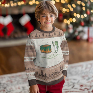 Funny Frog Ugly Christmas Sweater Thats It You're Going In The Soup Weird Weirdcore Meme TS10 Mocha Mousse Print Your Wear