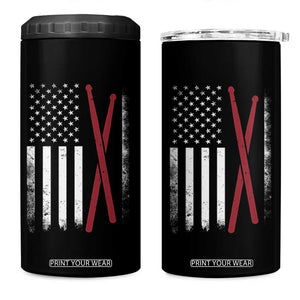 American Flag Drumsticks 4 in 1 Can Cooler Tumbler USA Drummers Vintage Drum Sticks TS10 One Size: 16 oz Black Print Your Wear
