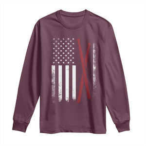American Flag Drumsticks Long Sleeve Shirt USA Drummers Vintage Drum Sticks TS10 Maroon Print Your Wear