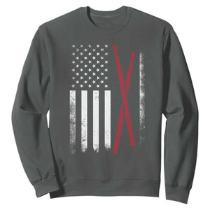 American Flag Drumsticks Sweatshirt USA Drummers Vintage Drum Sticks TS10 Dark Heather Print Your Wear