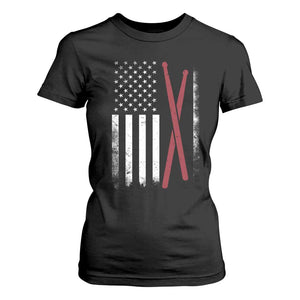 American Flag Drumsticks T Shirt For Women USA Drummers Vintage Drum Sticks TS10 Black Print Your Wear