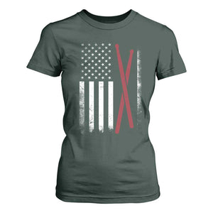 American Flag Drumsticks T Shirt For Women USA Drummers Vintage Drum Sticks TS10 Dark Forest Green Print Your Wear