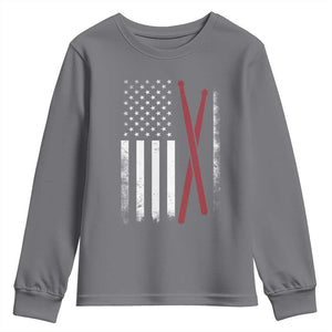 American Flag Drumsticks Youth Sweatshirt USA Drummers Vintage Drum Sticks TS10 Charcoal Print Your Wear