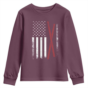 American Flag Drumsticks Youth Sweatshirt USA Drummers Vintage Drum Sticks TS10 Maroon Print Your Wear