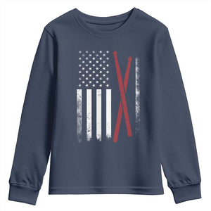 American Flag Drumsticks Youth Sweatshirt USA Drummers Vintage Drum Sticks TS10 Navy Print Your Wear