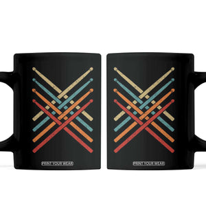 Retro Vintage Drummer Coffee Mug 70s 80s Distressed Drum Sticks TS10 Black Print Your Wear
