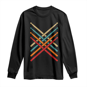 Retro Vintage Drummer Long Sleeve Shirt 70s 80s Distressed Drum Sticks TS10 Black Print Your Wear