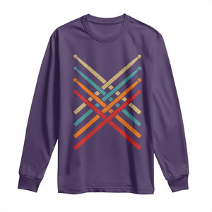 Retro Vintage Drummer Long Sleeve Shirt 70s 80s Distressed Drum Sticks TS10 Purple Print Your Wear