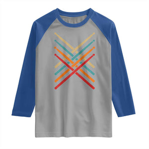 Retro Vintage Drummer Raglan Shirt 70s 80s Distressed Drum Sticks TS10 Sport Gray Royal Print Your Wear