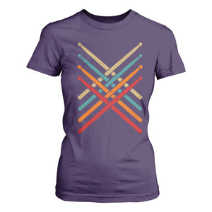 Retro Vintage Drummer T Shirt For Women 70s 80s Distressed Drum Sticks TS10 Purple Print Your Wear
