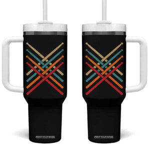 Retro Vintage Drummer Tumbler With Handle 70s 80s Distressed Drum Sticks TS10 One Size: 40 oz Black Print Your Wear