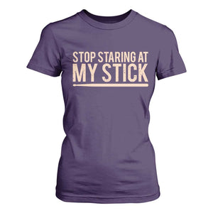 Funny Drumming T Shirt For Women Stop Staring At My Stick Drummer TS10 Purple Print Your Wear