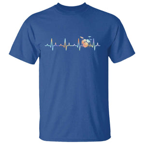 Drums Heartbeat T Shirt Drummer Percussionist Silhouette TS10 Royal Blue Print Your Wear