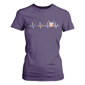 Drums Heartbeat T Shirt For Women Drummer Percussionist Silhouette TS10 Purple Print Your Wear