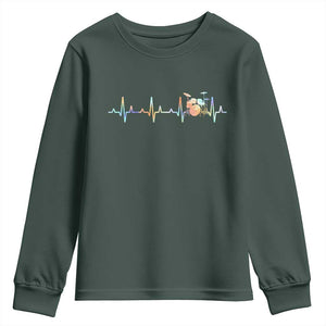 Drums Heartbeat Youth Sweatshirt Drummer Percussionist Silhouette TS10 Dark Forest Green Print Your Wear