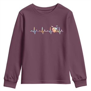 Drums Heartbeat Youth Sweatshirt Drummer Percussionist Silhouette TS10 Maroon Print Your Wear