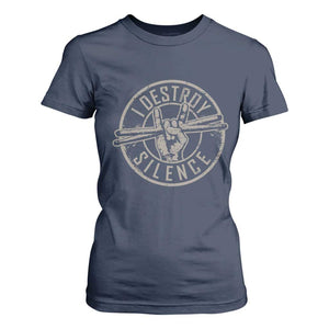 Funny Drummer T Shirt For Women Musician Gift Percussion Lover TS10 Navy Print Your Wear