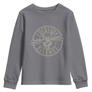 Funny Drummer Youth Sweatshirt Musician Gift Percussion Lover TS10 Charcoal Print Your Wear