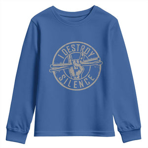 Funny Drummer Youth Sweatshirt Musician Gift Percussion Lover TS10 Royal Blue Print Your Wear